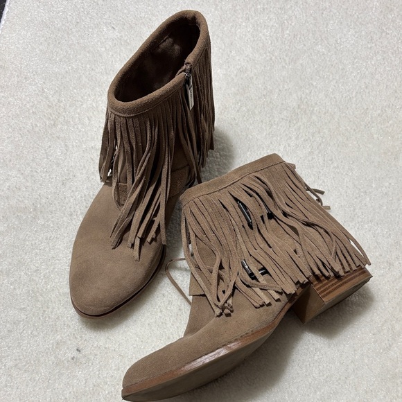 BCBGeneration Fringe Suede Ankle Booties - Brown - Picture 1 of 1
